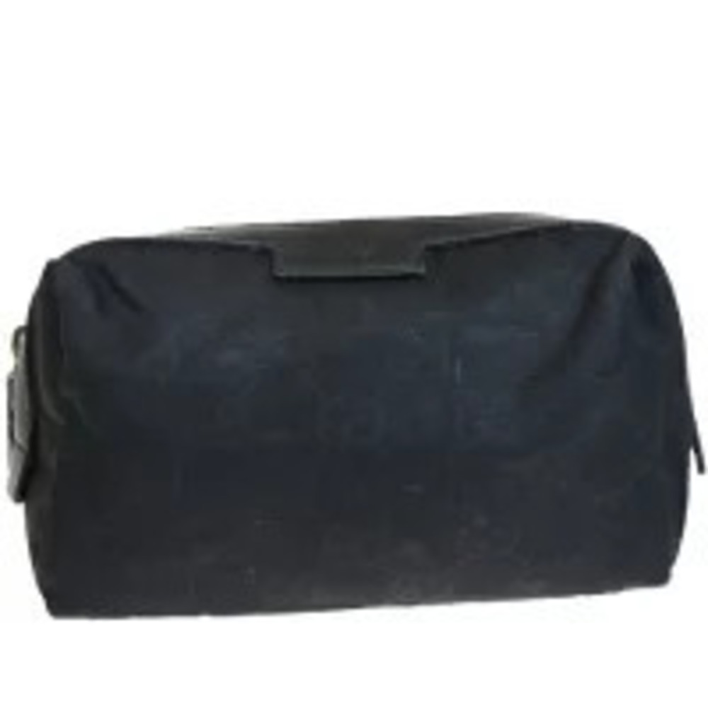 Gucci Cosmetic Pouch Clutch Bag GG Black Leather